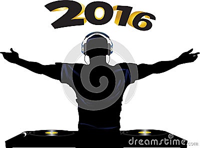 DJ and record decks party 2016 Stock Photo