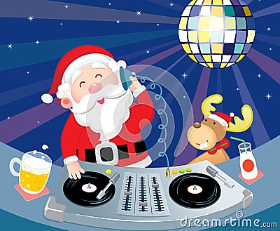 DJ Santa Claus Vector Illustration