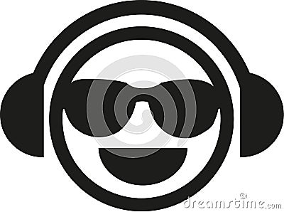 DJ smiley with sunglasses Vector Illustration