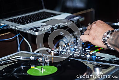 DJ start the music Stock Photo