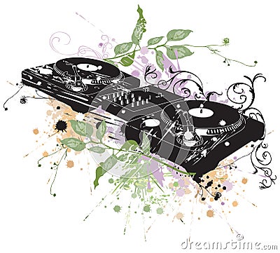 DJ turntable Vector Illustration