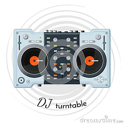 DJ turntable with lot of functions for music tune Vector Illustration