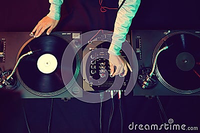 Dj using equipment Stock Photo