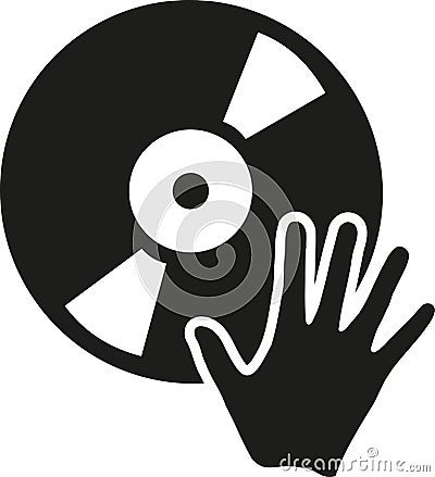 DJ vinyl with hand Vector Illustration