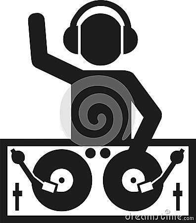 DJ at work pictogram Vector Illustration