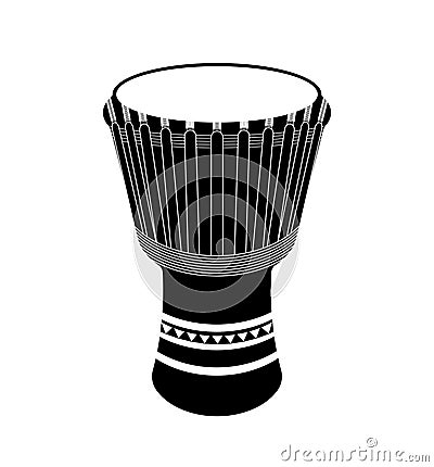 Djembe Silhouette, Jembe Drum Percussion musical instrument Vector Illustration