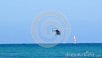 Djerba - helicopter and boat Editorial Stock Photo