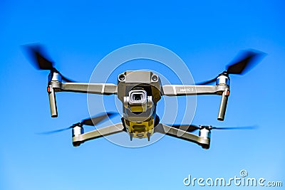 DJI Drone Mavic 2 Pro flying against blue sky Editorial Stock Photo