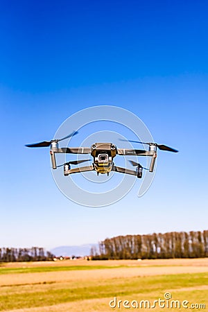 DJI Drone Mavic 2 Pro flying in rural area Editorial Stock Photo