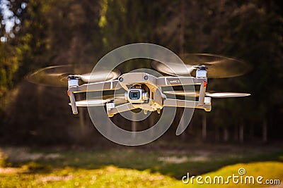 DJI Drone Mavic 2 Pro flying in rural area Editorial Stock Photo