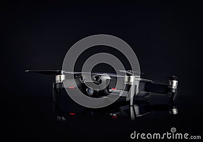 DJI MAVIC AIR on black background. Popular compact quadcopter by DJI. 08.06.2019, Rostov region, Russia Editorial Stock Photo