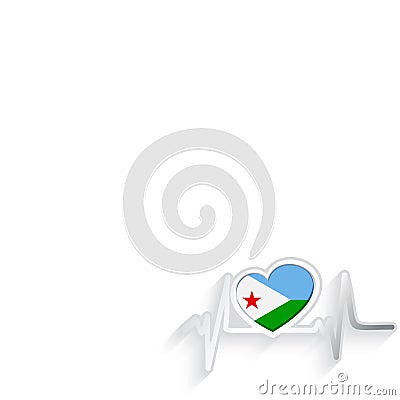 Djibouti flag heart shaped isolated on white Vector Illustration