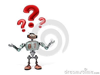 Djoby the robot happy surprised Stock Photo