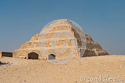 Djoser pyramid Step Pyramid, is an archaeological remain in the Saqqara necropolis, Egypt Stock Photo