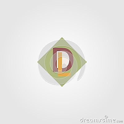 DL Logo wrapped in bakery color applied for a product named Donat Lezat wrapped in the soft green square. Vector Illustration