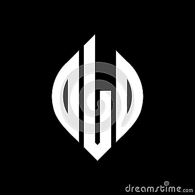 DLD circle letter logo design with circle and ellipse shape. DLD ellipse letters with typographic style. The three initials form a Vector Illustration