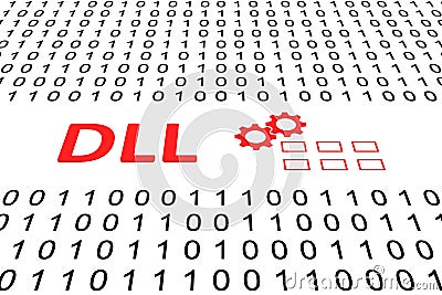 DLL concept binary code 3d Cartoon Illustration