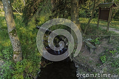 Dlouha Stoka creek in forest in Slavkovsky les Stock Photo