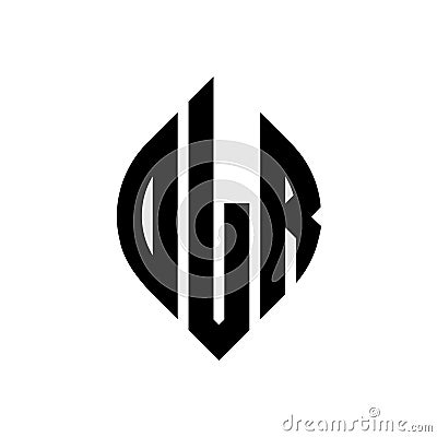 DLR circle letter logo design with circle and ellipse shape. DLR ellipse letters with typographic style. The three initials form a Vector Illustration
