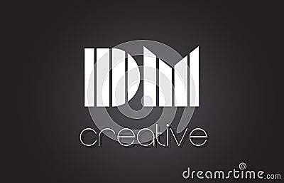 DM D M Letter Logo Design With White and Black Lines. Vector Illustration