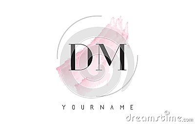 DM D M Watercolor Letter Logo Design with Circular Brush Pattern Vector Illustration