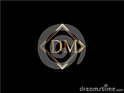 DM Initial diamond shape Gold color later Logo DesignX Vector Illustration