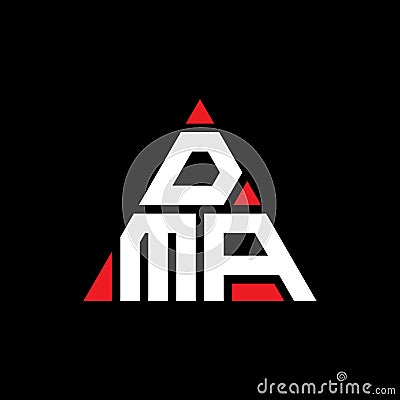 DMA triangle letter logo design with triangle shape. DMA triangle logo design monogram. DMA triangle vector logo template with red Vector Illustration