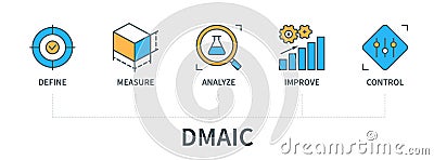 DMAIC concept with icons in minimal flat line style Stock Photo