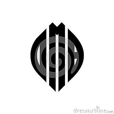 DMB circle letter logo design with circle and ellipse shape. DMB ellipse letters with typographic style. The three initials form a Vector Illustration
