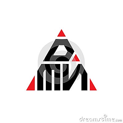 DMN triangle letter logo design with triangle shape. DMN triangle logo design monogram. DMN triangle vector logo template with red Vector Illustration