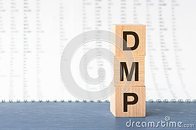 DMP Debt Management Plan acronym on wooden cubes on grey backround. Business concept Stock Photo