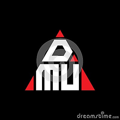 DMU triangle letter logo design with triangle shape. DMU triangle logo design monogram. DMU triangle vector logo template with red Vector Illustration