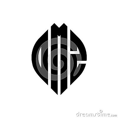 DMZ circle letter logo design with circle and ellipse shape. DMZ ellipse letters with typographic style. The three initials form a Vector Illustration