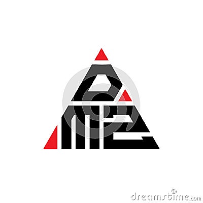 DMZ triangle letter logo design with triangle shape. DMZ triangle logo design monogram. DMZ triangle vector logo template with red Vector Illustration