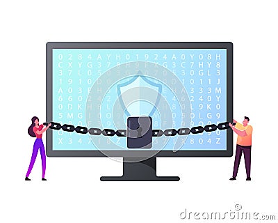 DMZ or VPN. Demilitarized Zone, Virtual Private Network, Website Encryption, Data Security, Privacy in Internet Vector Illustration