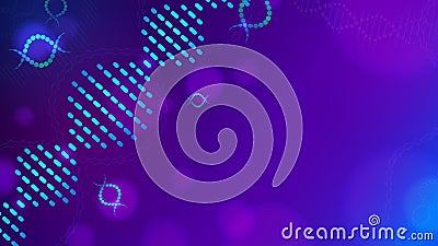 Dna abstract background. Biochemistry spiral banner. Human genetic code infographic banner. Cell nucleus model vector Vector Illustration