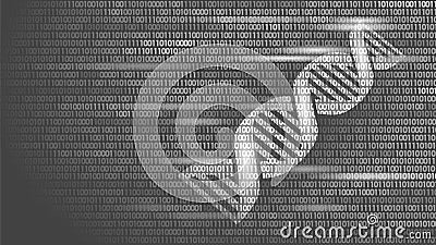 DNA binary code future computer technology concept. Genome science structure modified GMO engineering molecular symbol Vector Illustration
