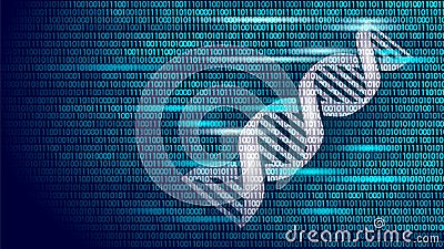 DNA binary code future computer technology concept. Genome science structure modified GMO engineering molecular symbol Vector Illustration