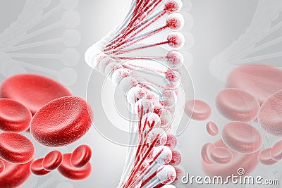 DNA with blood cells Stock Photo