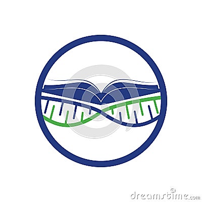 DNA book vector logo design. Genetical book vector logo template. Vector Illustration