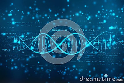 DNA digital illustration in medical abstract background Stock Photo