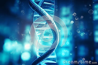 DNA in the Distant Future: A Closeup Look at the Blue Helix Stock Photo