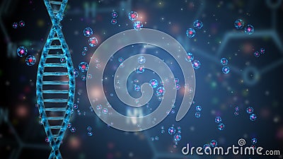 Dna double helix and cells on the background Stock Photo