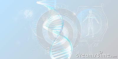 DNA double helix and human research infographic data. Vector Illustration