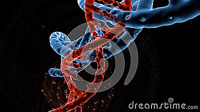 Dna double helix molecules and chromosomes , Gene mutation , Genetic code , 3d illustration Cartoon Illustration