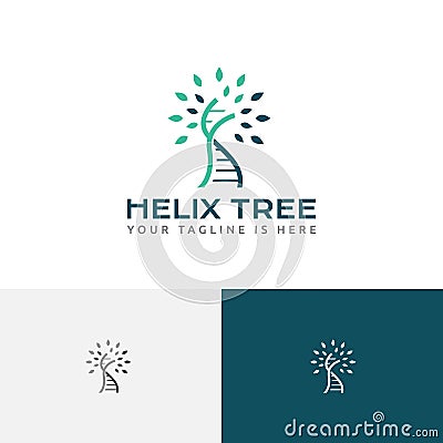 DNA Double Helix Tree Biology Health Science Research Laboratory Logo Vector Illustration