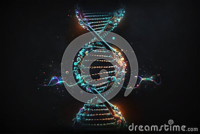 DNA gene helix spiral molecule structure. Generative AI Stock Photo
