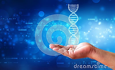 DNA and genetics research concept, medical abstract background Stock Photo