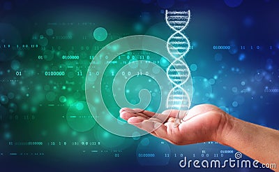 DNA and genetics research concept, medical abstract background Stock Photo