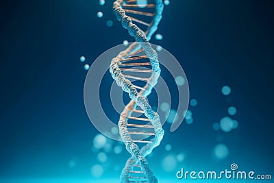 DNA helix abstract illustration, Blue toning Cartoon Illustration